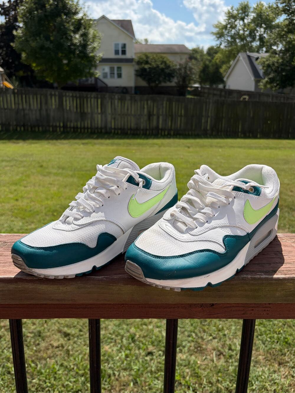 Nike Air Max 90/1 Spruce Lime Mens Size 11 White Teal Green AJ7695-103